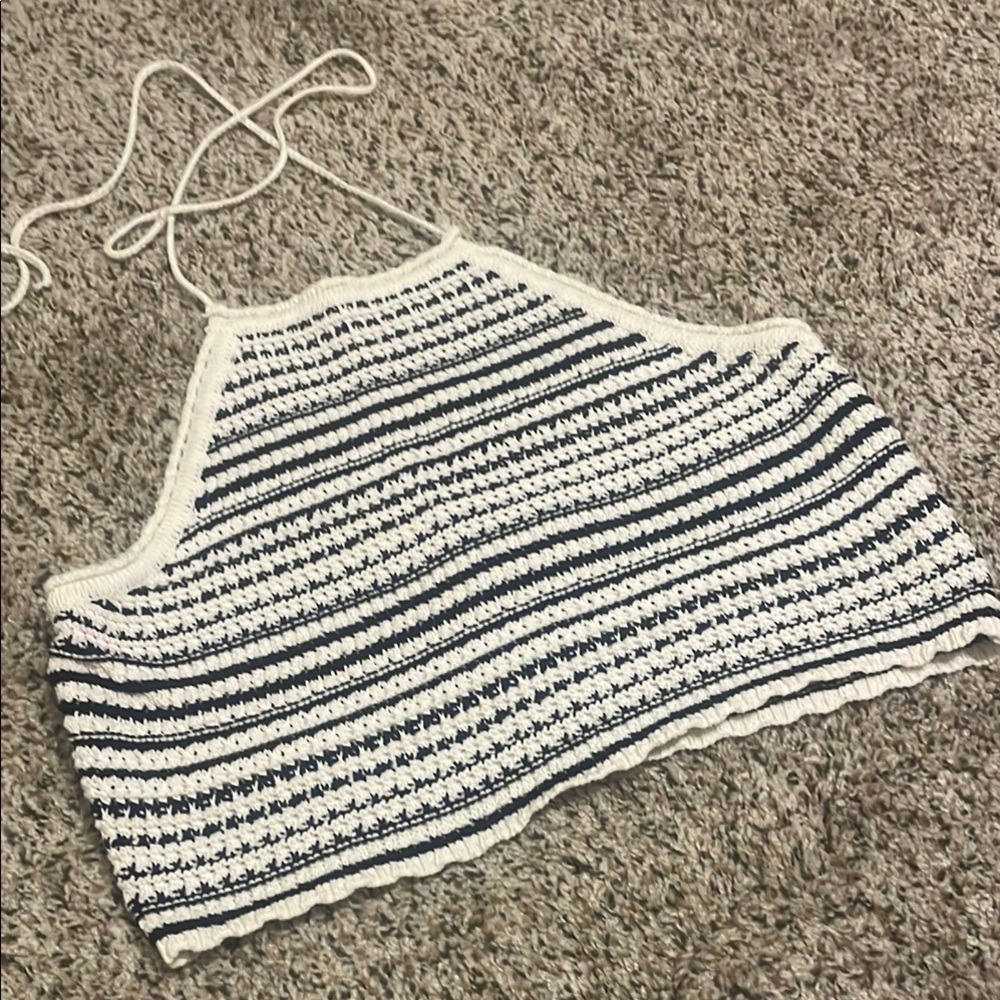 Striped Halter Knit Crop Top